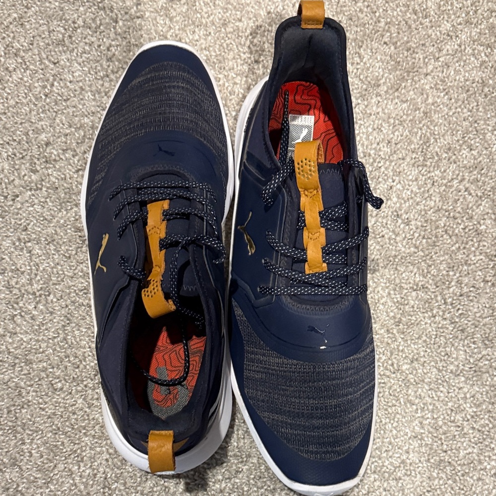 PUMA Men’s Navy and Tan Golf Sneakers
